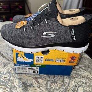 Skechers Charcoal Slip-Ins with White Soles